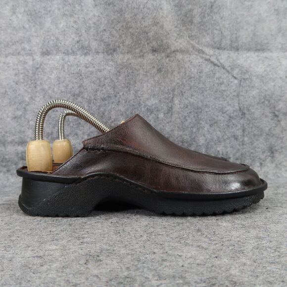 Clarks Shoes Womens 7 Casual Clogs Slip On Leather Brown Retro Classic Comfort - Picture 2 of 13